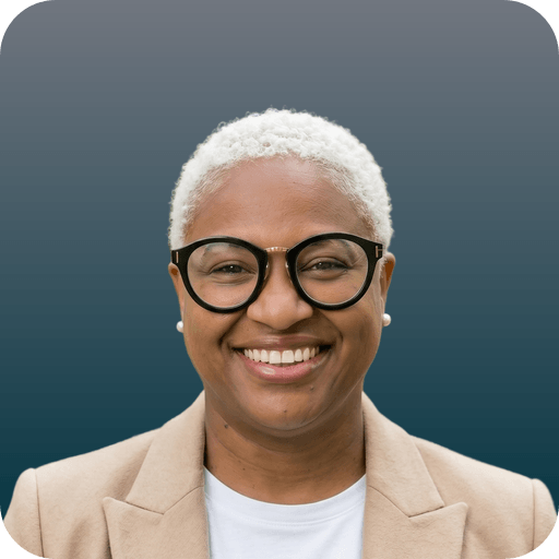 Jackie's branded profile picture, rendered from the same headshot