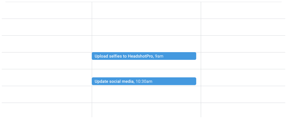 A calendar showing HeadshotPro only takes 10 minutes to generate AI headshots